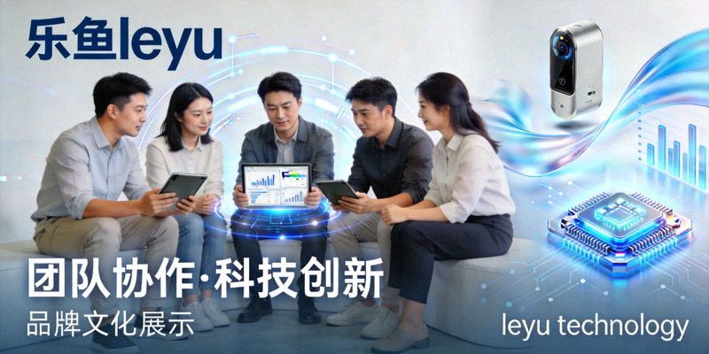 乐鱼leyu品牌文化展示图，包含团队协作与科技创新元素